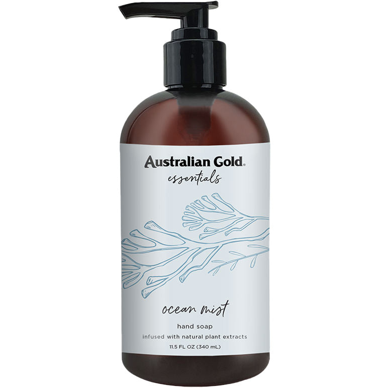 Australian Gold ocean mist hand soap bottle on a white background
