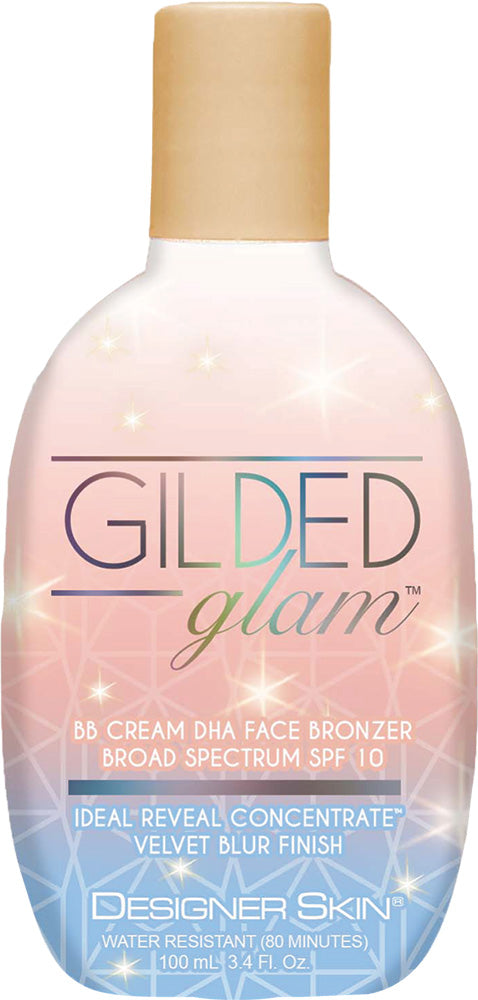 Gilded Glam BB Cream DHA Face Bronzer bottle on a white background