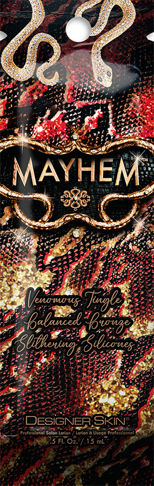 Product packaging with snake design and 'Mayhem' branding