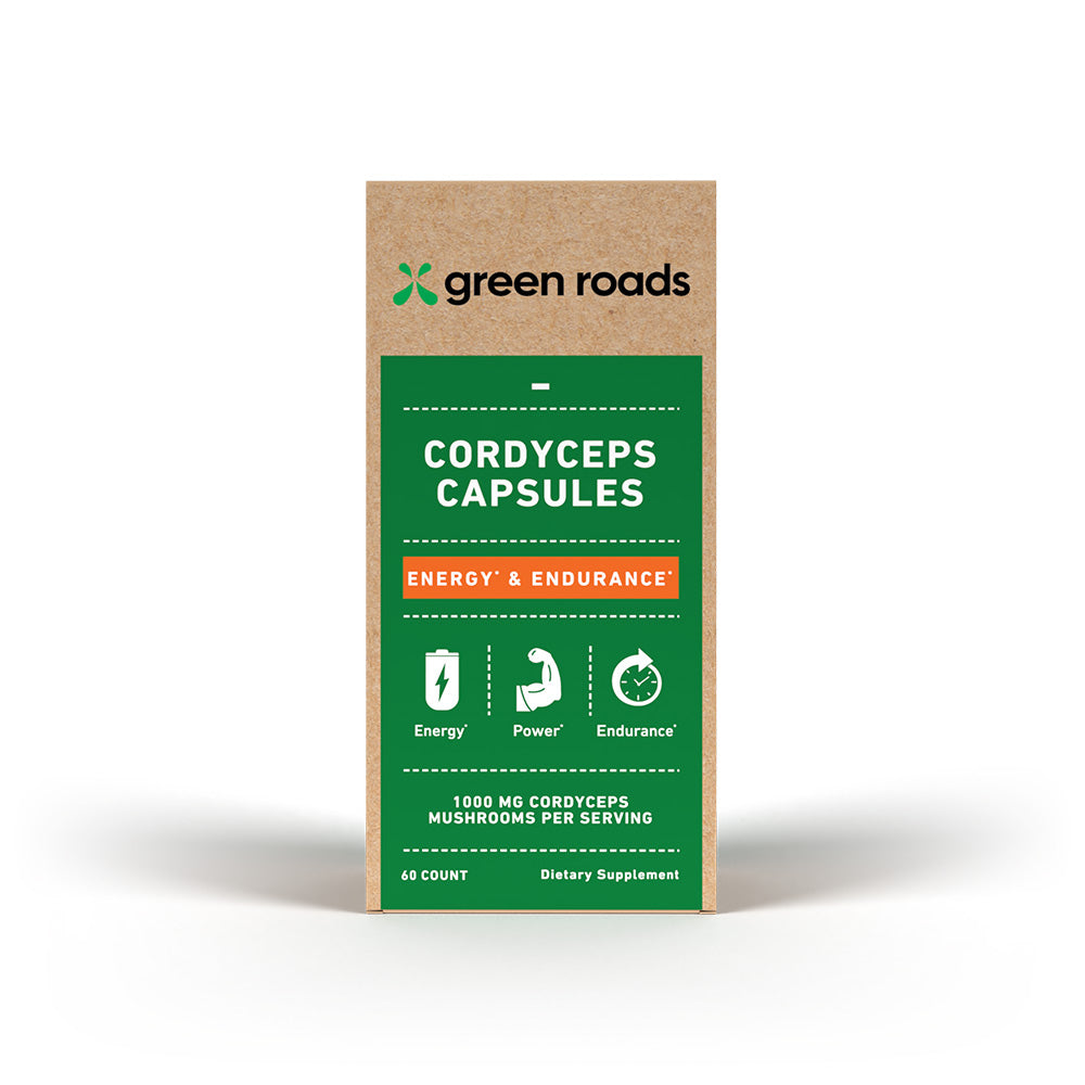 Green Roads Cordyceps Capsules packaging on a white background