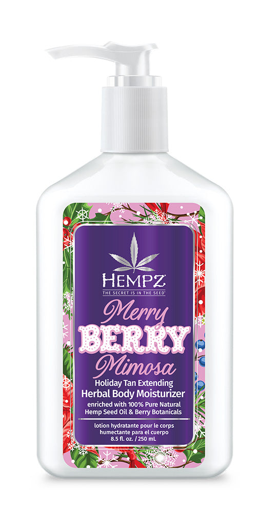 Hempz Merry Berry Mimosa body moisturizer bottle on a white background