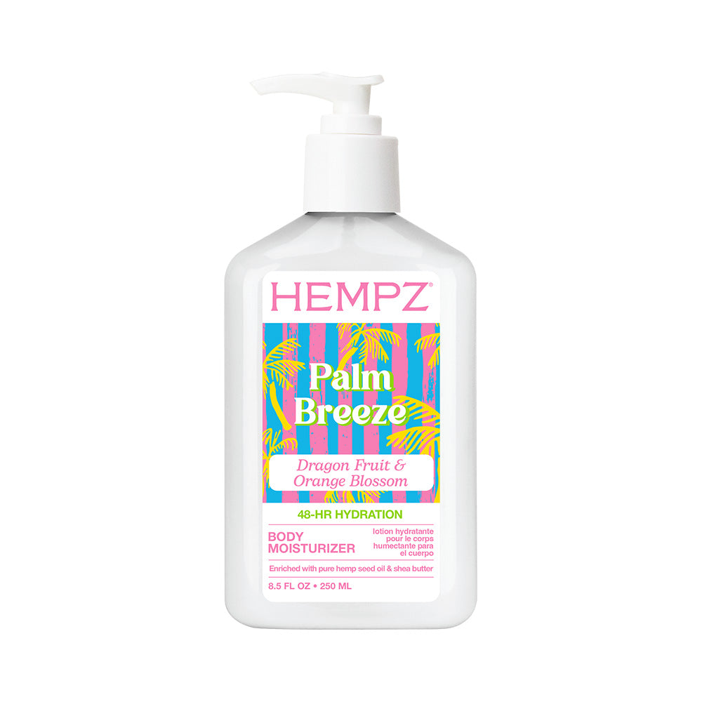 Hempz Palm Breeze body moisturizer bottle on a white background