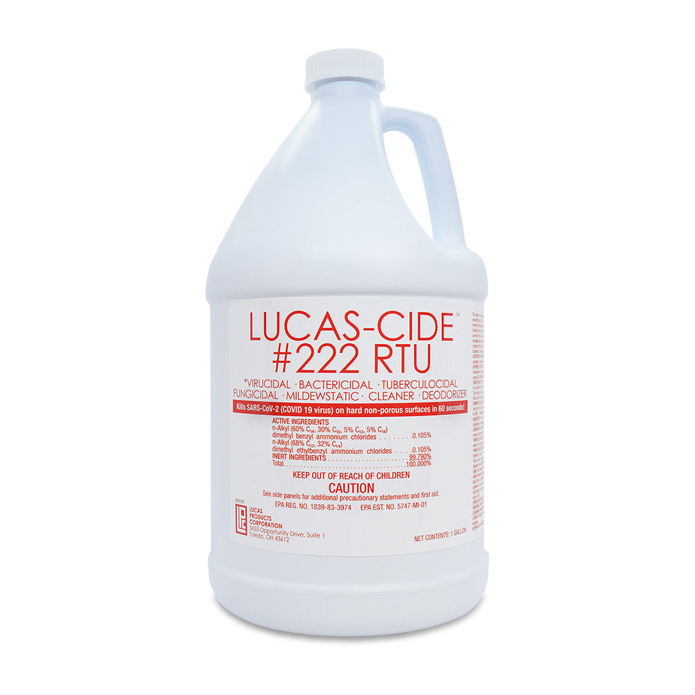 Gallon container of Lucas-Cide #222 RTU on a white background