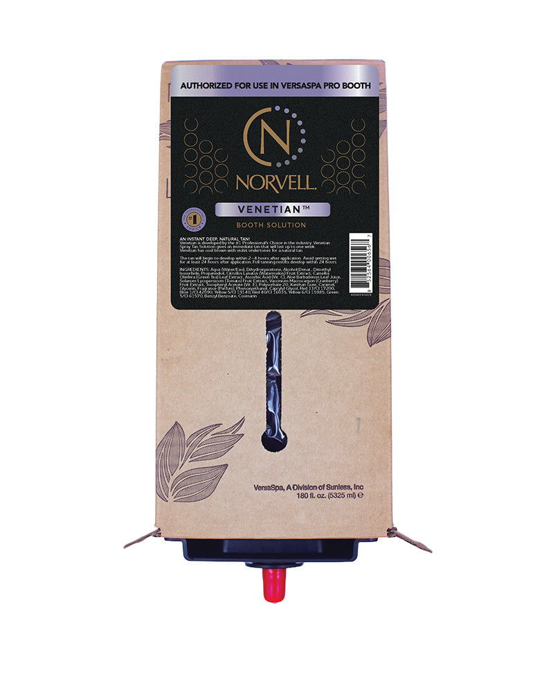 Norvell Venetian booth solution packaging on a white background