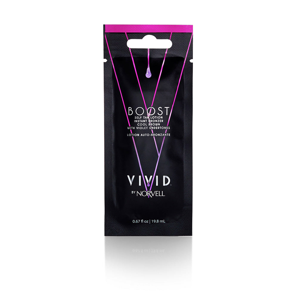 Vivid by Norvell Boost instant bronzer packaging on a white background