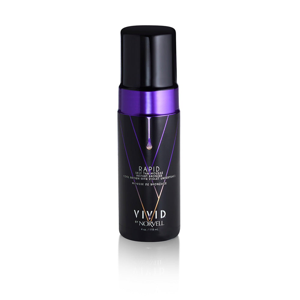 Black and purple bottle with 'Vivid' branding on a white background