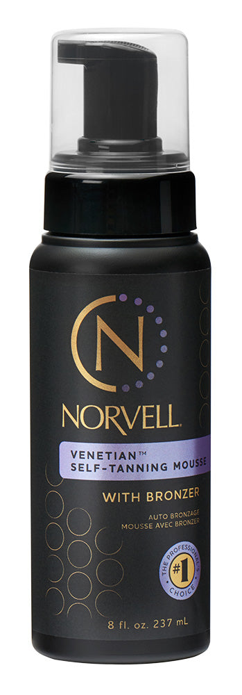 Norvell self-tanning mousse bottle on a white background