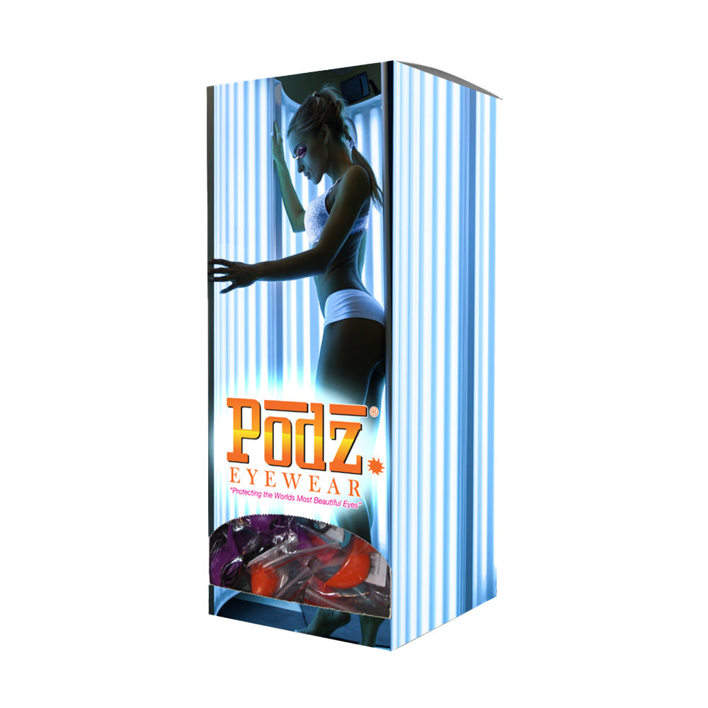 Box for Podz Eyewear with a stylized design and text.