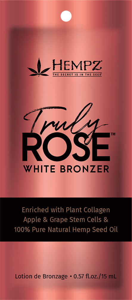 Hempz Truly Rose White Bronzer packaging on a pink background