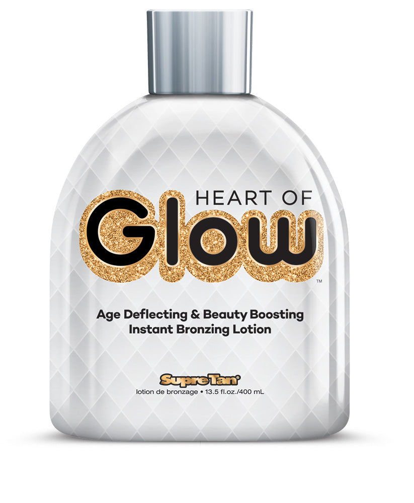 Heart of Glow instant bronzing lotion bottle on a white background