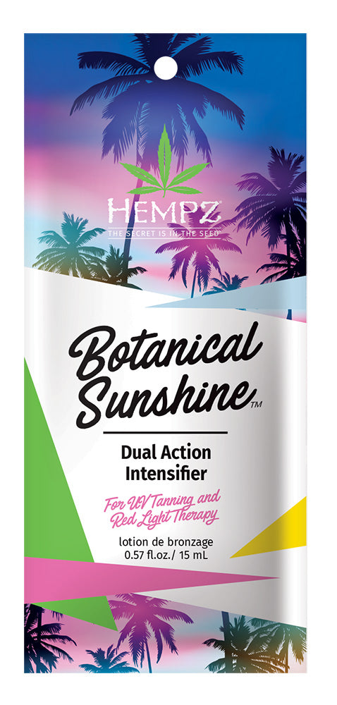 Hempz Botanical Sunshine Dual Action Intensifier packaging with palm tree design
