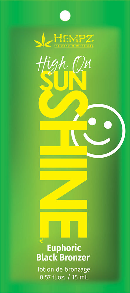 Hempz Euphoric Black Bronzer packaging with green background and yellow text.