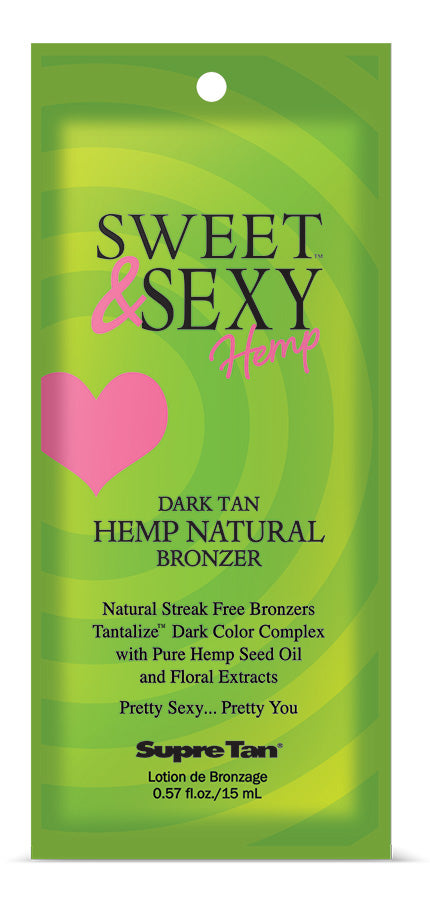 Supre Tan Sweet & Sexy Hemp Dark Tan Natural Bronzer packaging on a white background