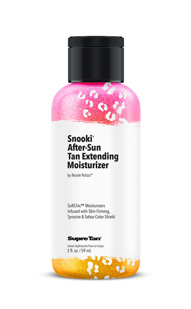 Bottle of Snookii After-Sun Tan Extending Moisturizer on a white background