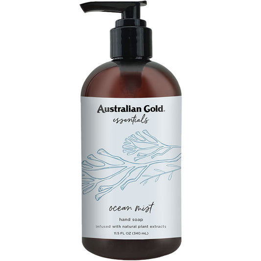 Australian Gold ocean mist hand soap bottle on a white background