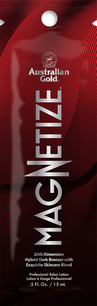 Red packaging of Australian Gold Magnetize with branding and product details.