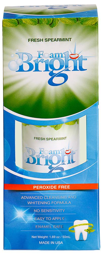 Box of D. & M. Bright Fresh Spearmint toothpaste with green and blue design.