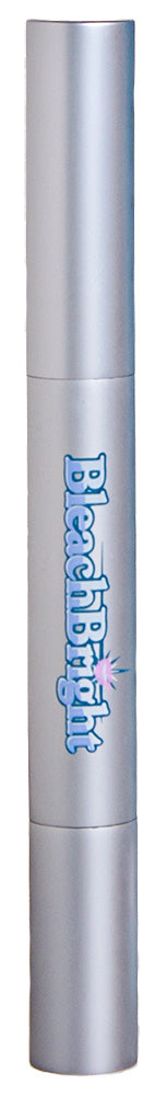 Silver lip balm with 'Bleach Bright' branding on a white background