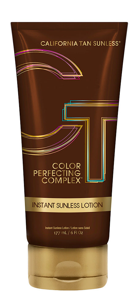 Tube of California Tan Sunless Color Perfecting Complex Instant Sunless Lotion on a white background