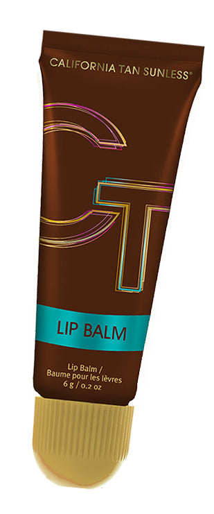 Tube of California Tan Sunless lip balm on a white background