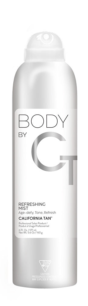 Body by GT tanning mist spray on a white background