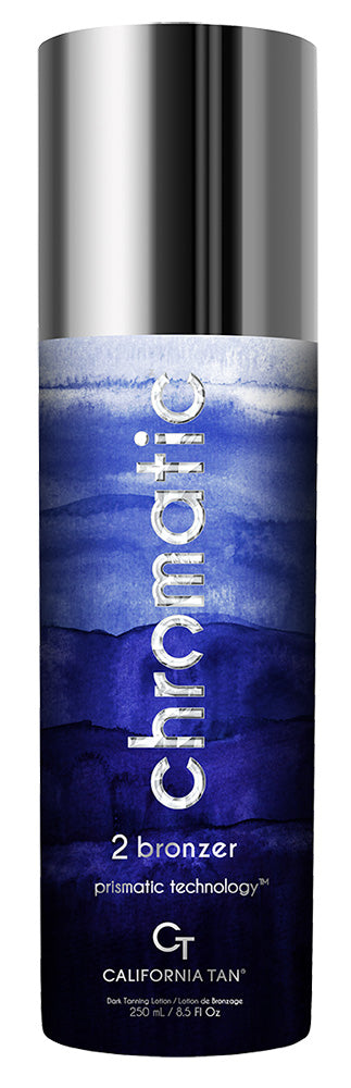 California Tan Chromatic 2 Bronzer bottle with blue and silver design