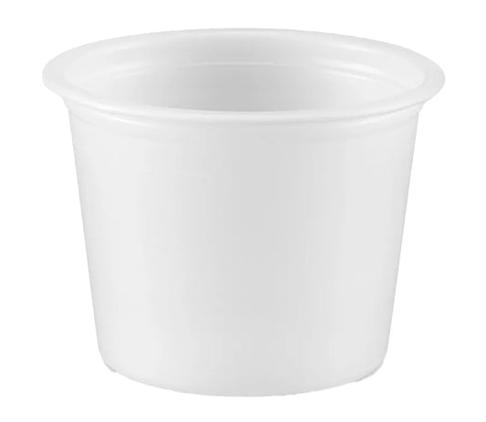 White plastic cup on a white background