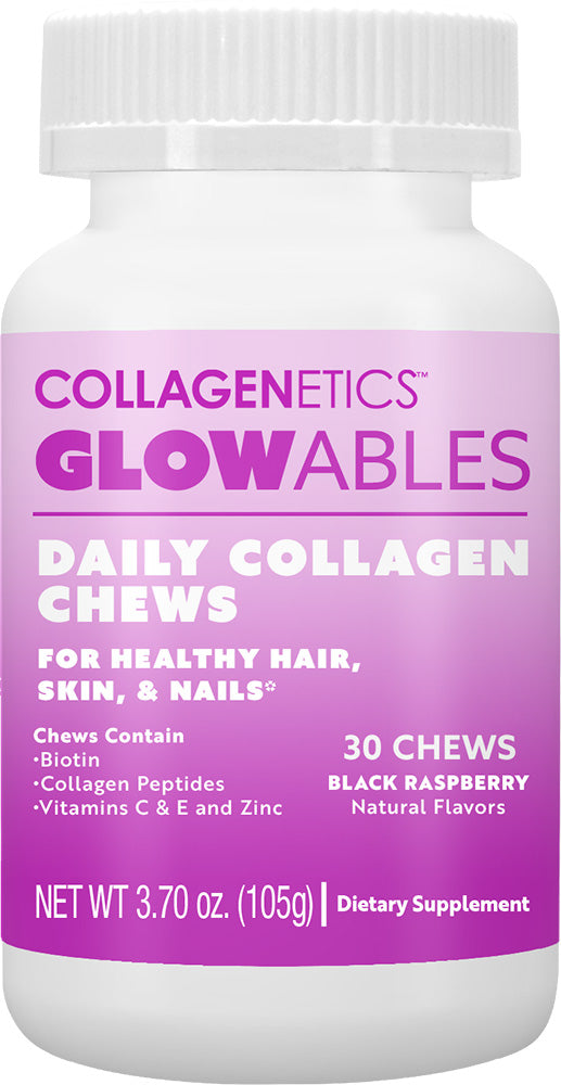 Collagenetics Glowables daily collagen chews packaging with purple label