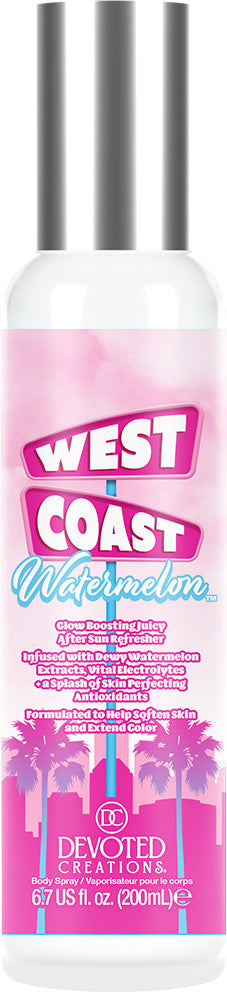 Devoated Creations West Coast Watermelon body spray with pink label