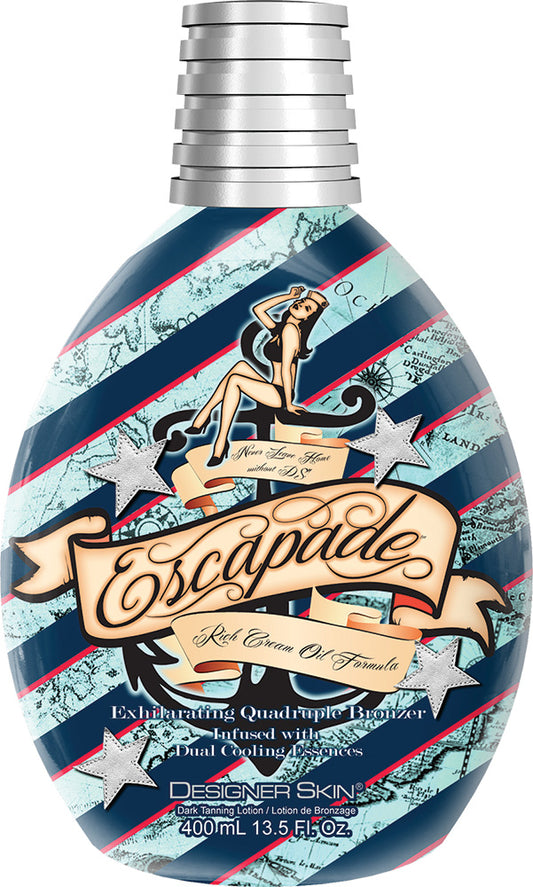 Exfoliating Quadruple Bronzer bottle with 'Escapade' branding on a white background