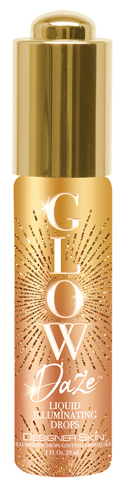 Gold bottle of 'Glow Daze' liquid illuminating drops by Designer Skin.