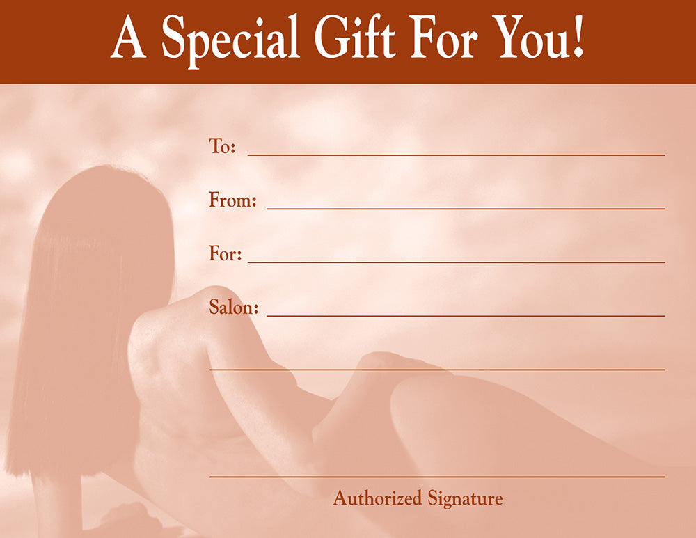 Gift certificate template for a special gift with a blurred background of a person .