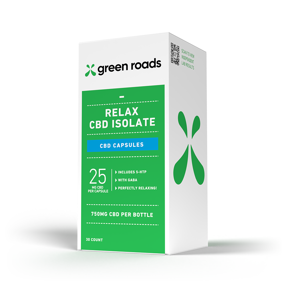 Green Roads CBD isolate capsules packaging