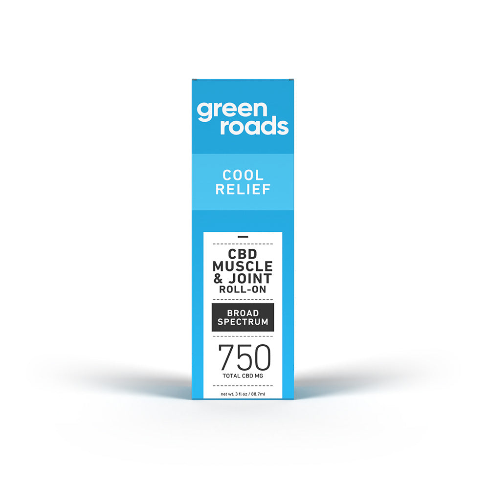 Green Roads CBD Muscle & Joint roll-on packaging on a white background