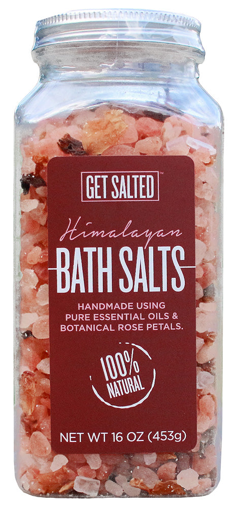 Get salted bath salts jar on a white background 