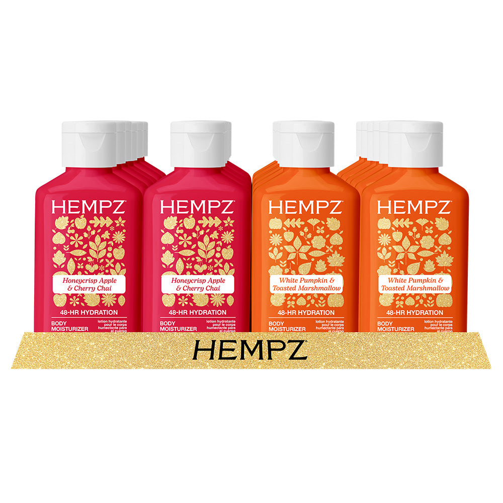 Set of Hempz body care products on a white background
