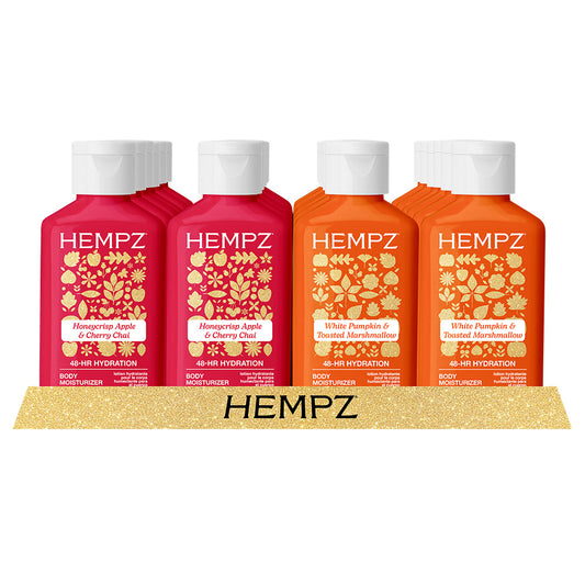 Set of Hempz body care products on a white background