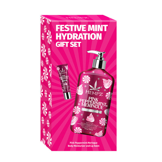 Hempz Pink Peppermint Meringue gift set packaging on a white background