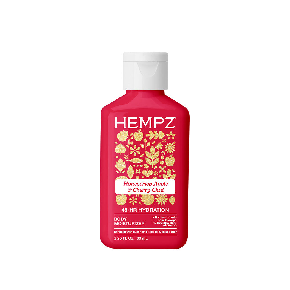 Hempz body moisturizer bottle with red label on a white background