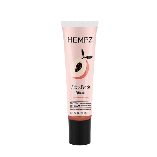 Hempz Juicy Peach Slices lip balm tube on a white background
