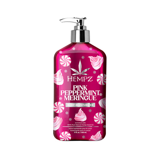 Hempz Pink Peppermint Meringue body moisturizer bottle on a white background