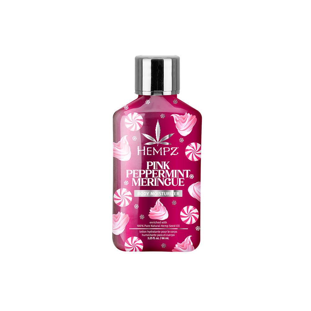 Hempz Pink Peppermint Meringue body moisturizer bottle on a white background