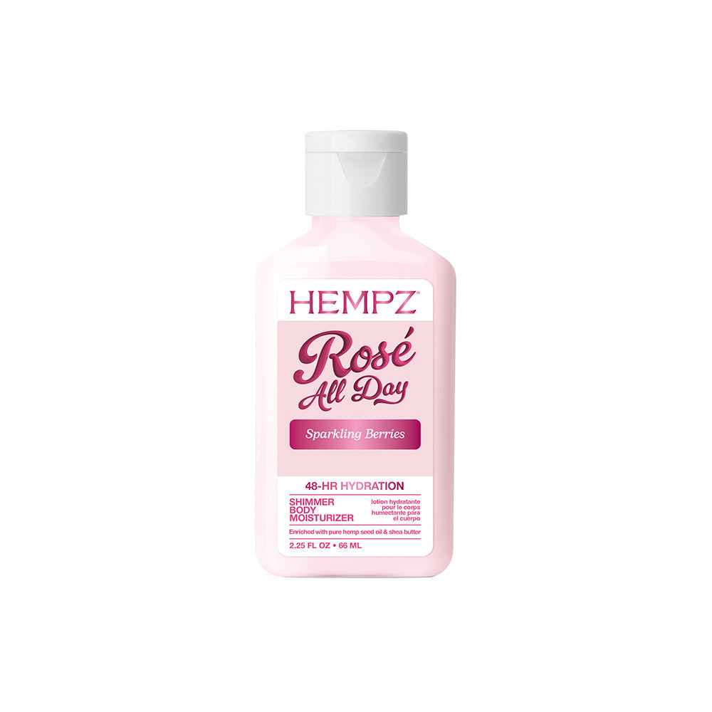 Hempz Rosé All Day Sparkling Berries body moisturizer bottle on a white background
