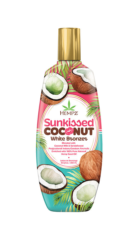 Bottle of Hempz Sunkissed Coconut White Bronzer on a white background