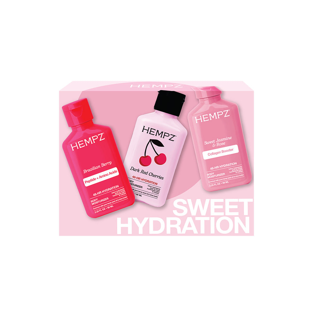 Hempz skin care products with packaging on a white background