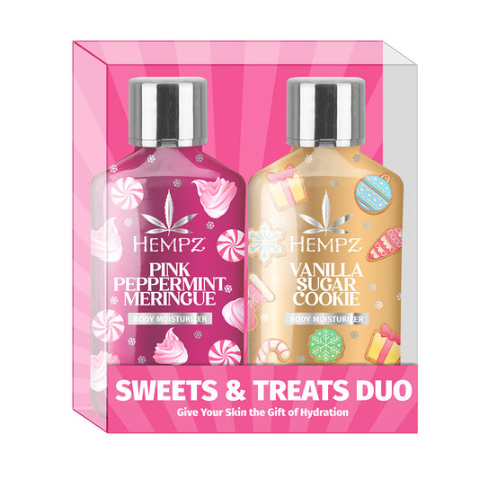 Hempz Sweets & Treats Duo packaging with two bottles in a pink box.