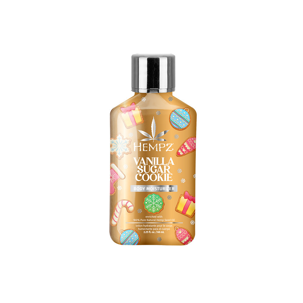 Hempz Vanilla Sugar Cookie body moisturizer bottle with decorative design on a white background