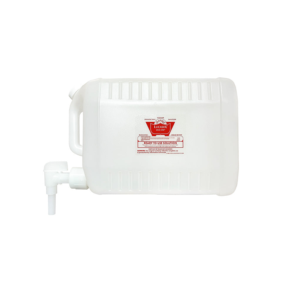 White container with a red label on a white background