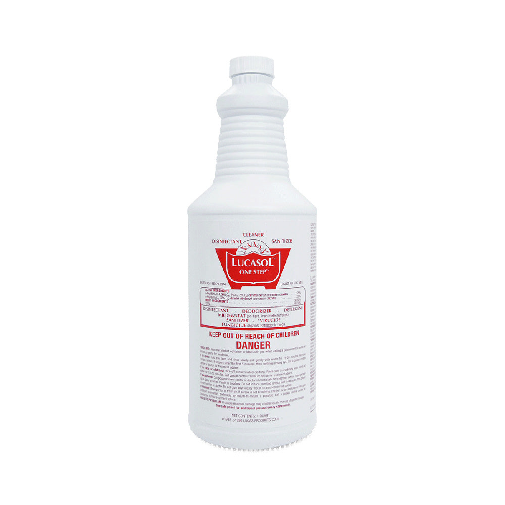 White bottle of Lucasol cleaner on a white background