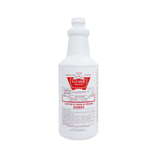 White bottle of Lucasol cleaner on a white background